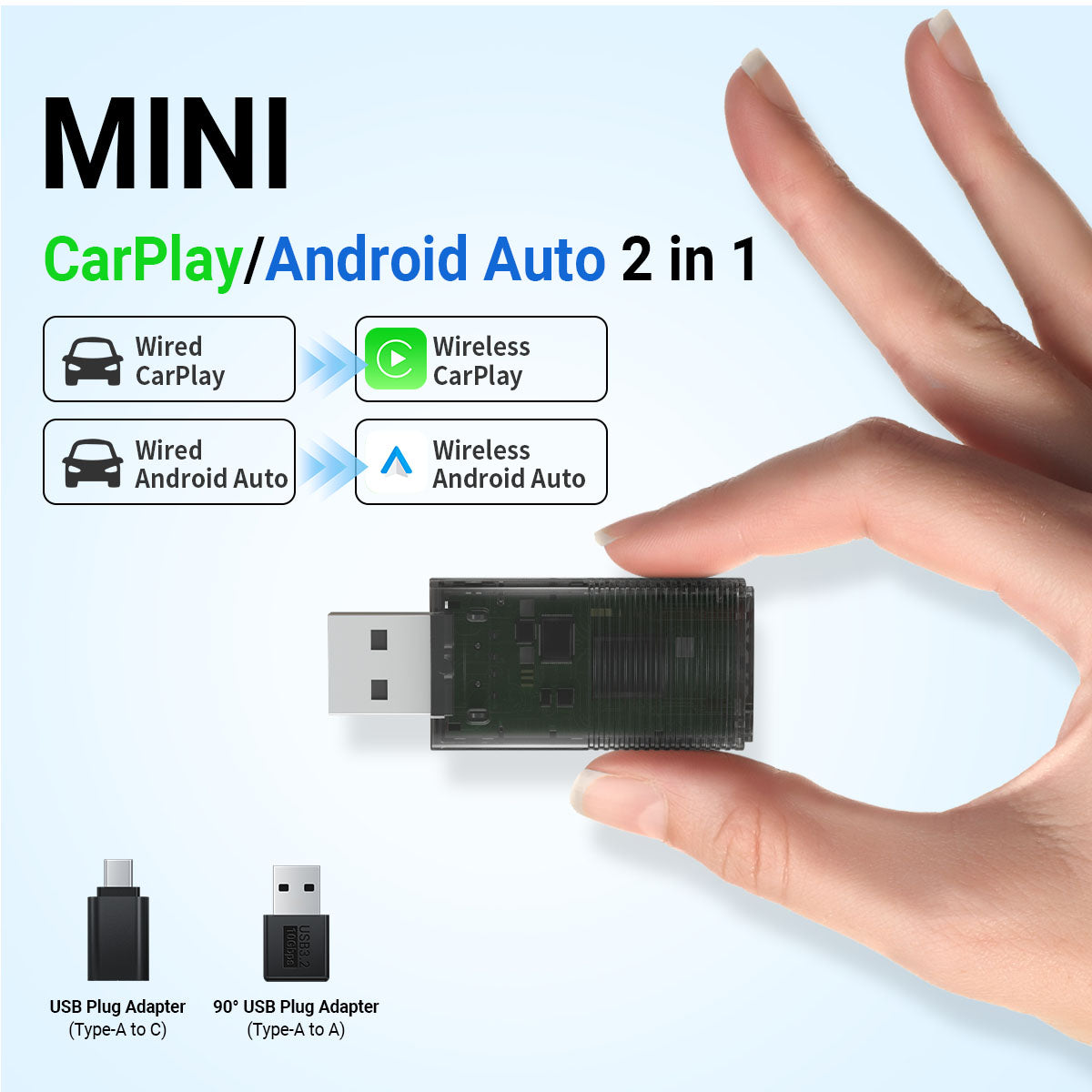 Προσαρμογέας Mini Wireless CarPlay/Android Auto 2 σε 1