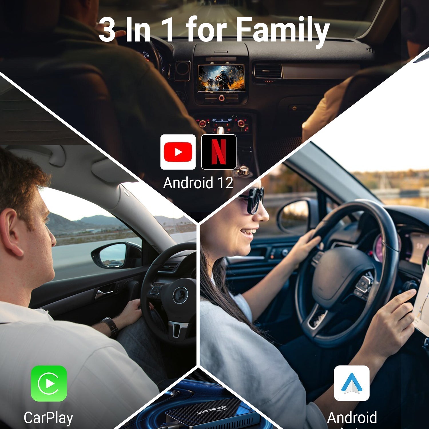 Adaptador todo en uno inalámbrico Play2Video Pro CarPlay/Android Auto