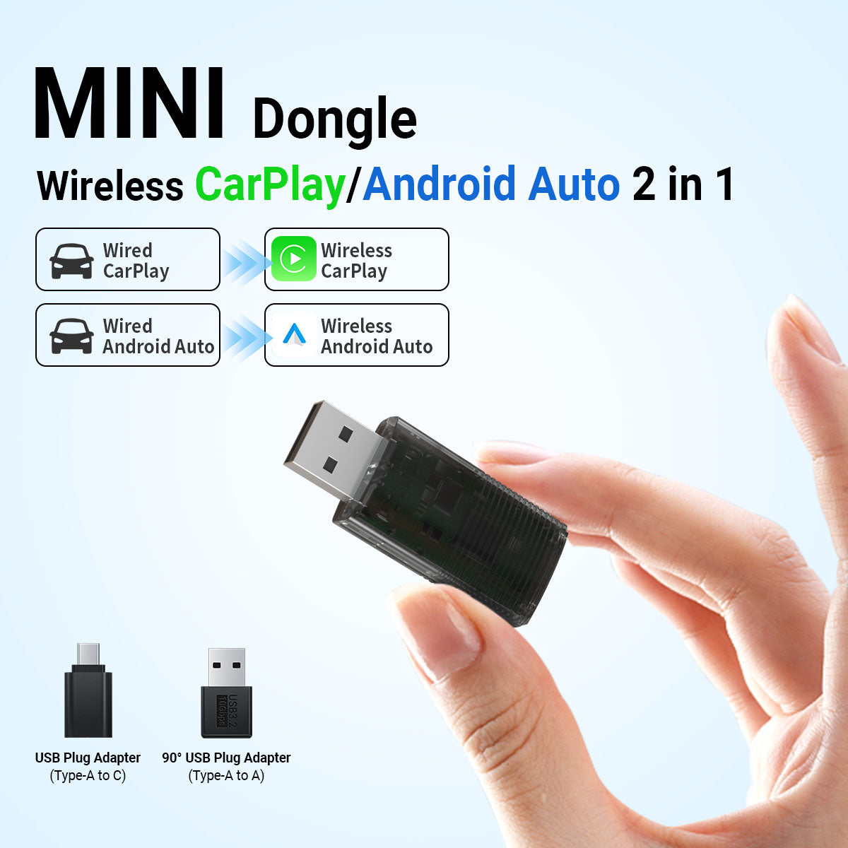 Προσαρμογέας Mini Wireless CarPlay/Android Auto 2 σε 1