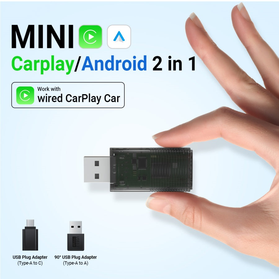 ⚡Aggiornamenti⚡Adattatore Mini Wireless CarPlay/Android Auto 2 in 1