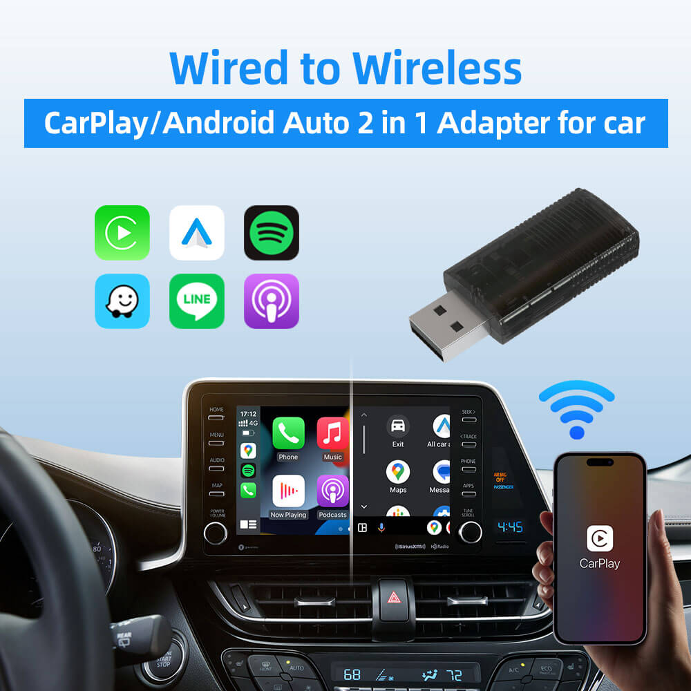 Mini adattatore wireless CarPlay/Android Auto 2 in 1