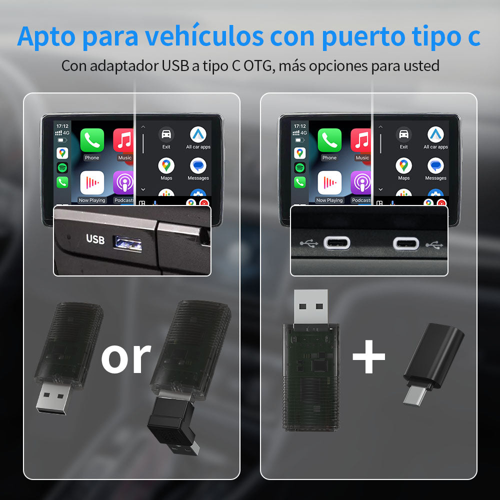 ⚡Aggiornamenti⚡Adattatore Mini Wireless CarPlay/Android Auto 2 in 1