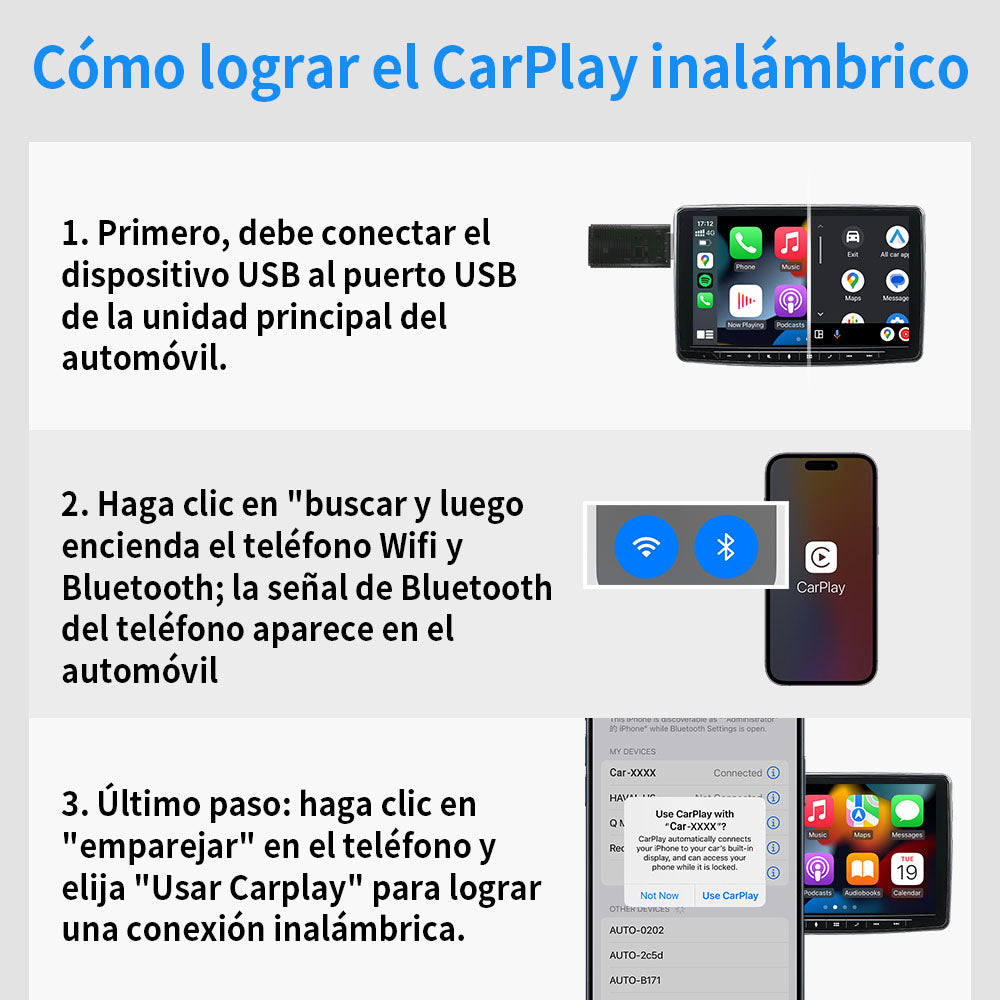 ⚡Actualizaciones⚡Mini adaptador inalámbrico CarPlay/Android Auto 2 en 1