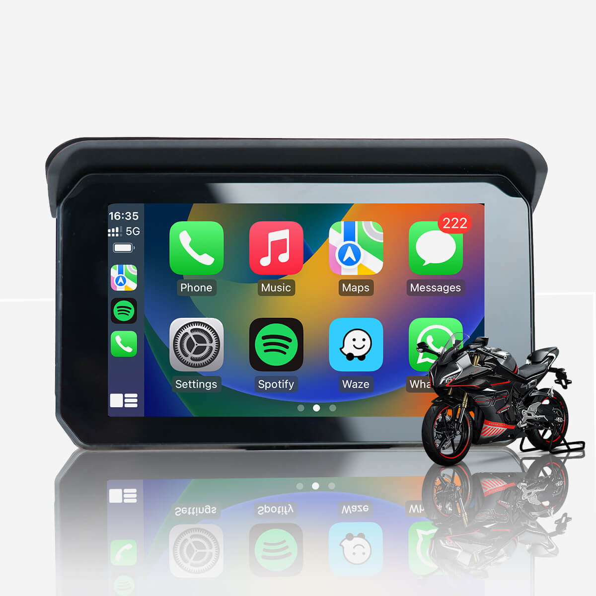 CarPlay Lite C5 SE portátil para motocicleta, GPS, inalámbrico, CarPlay/Android, pantalla automática