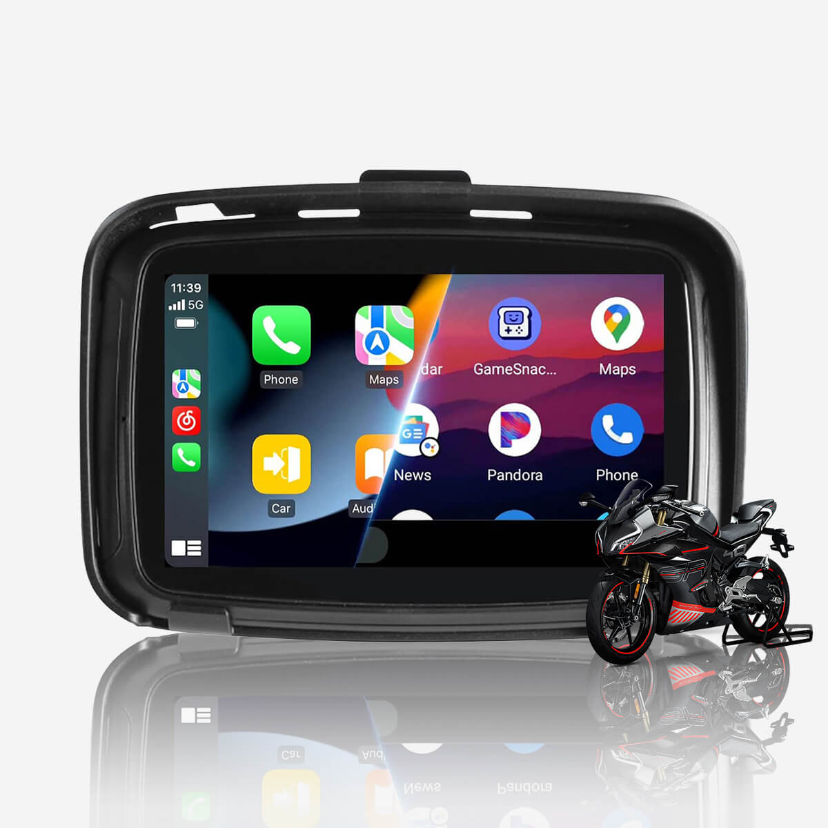 CarPlay Lite C5 motocicleta GPS inalámbrico Carplay/Android Auto pantalla impermeable