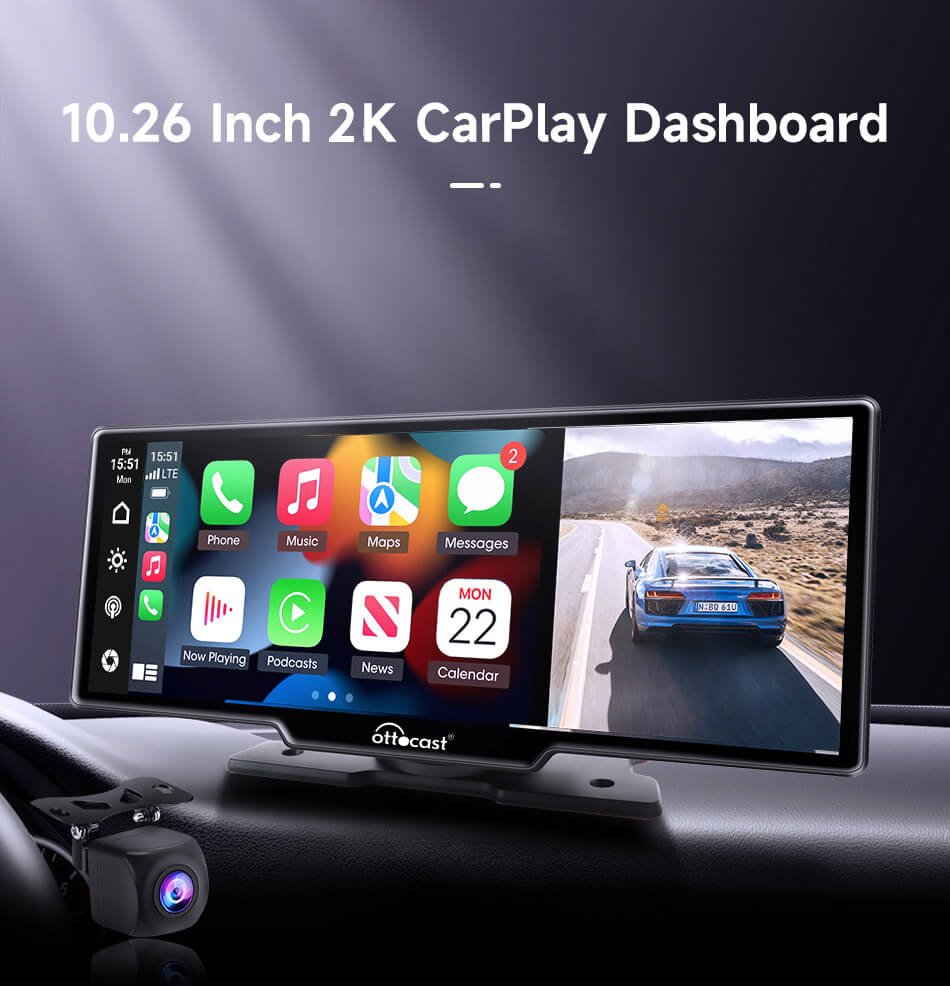 Pantalla de visualización portátil para automóvil Apple CarPlay y Android de 10"