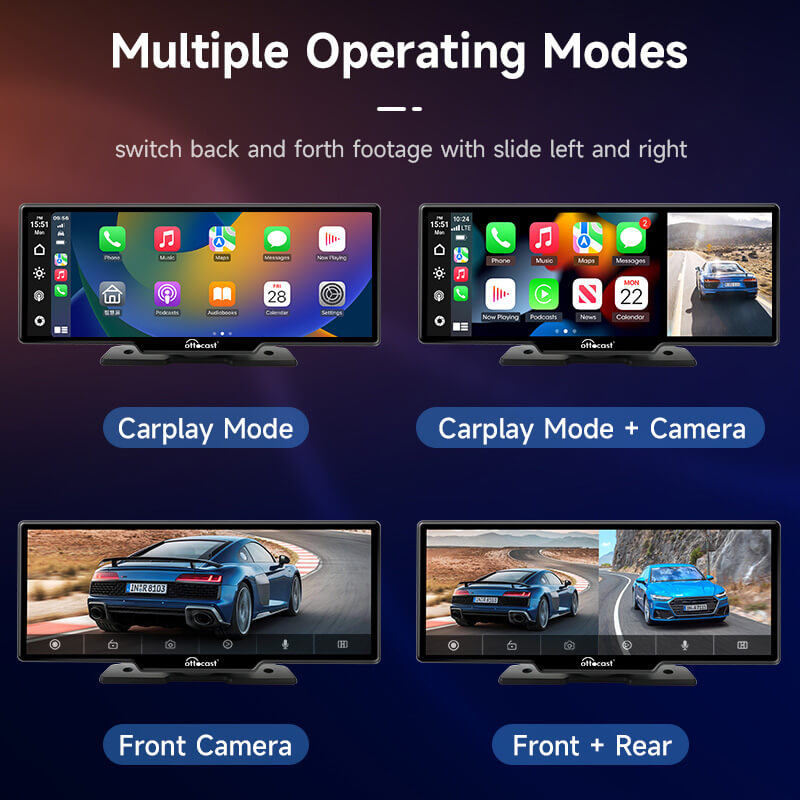 Pantalla de visualización portátil para automóvil Apple CarPlay y Android de 10"