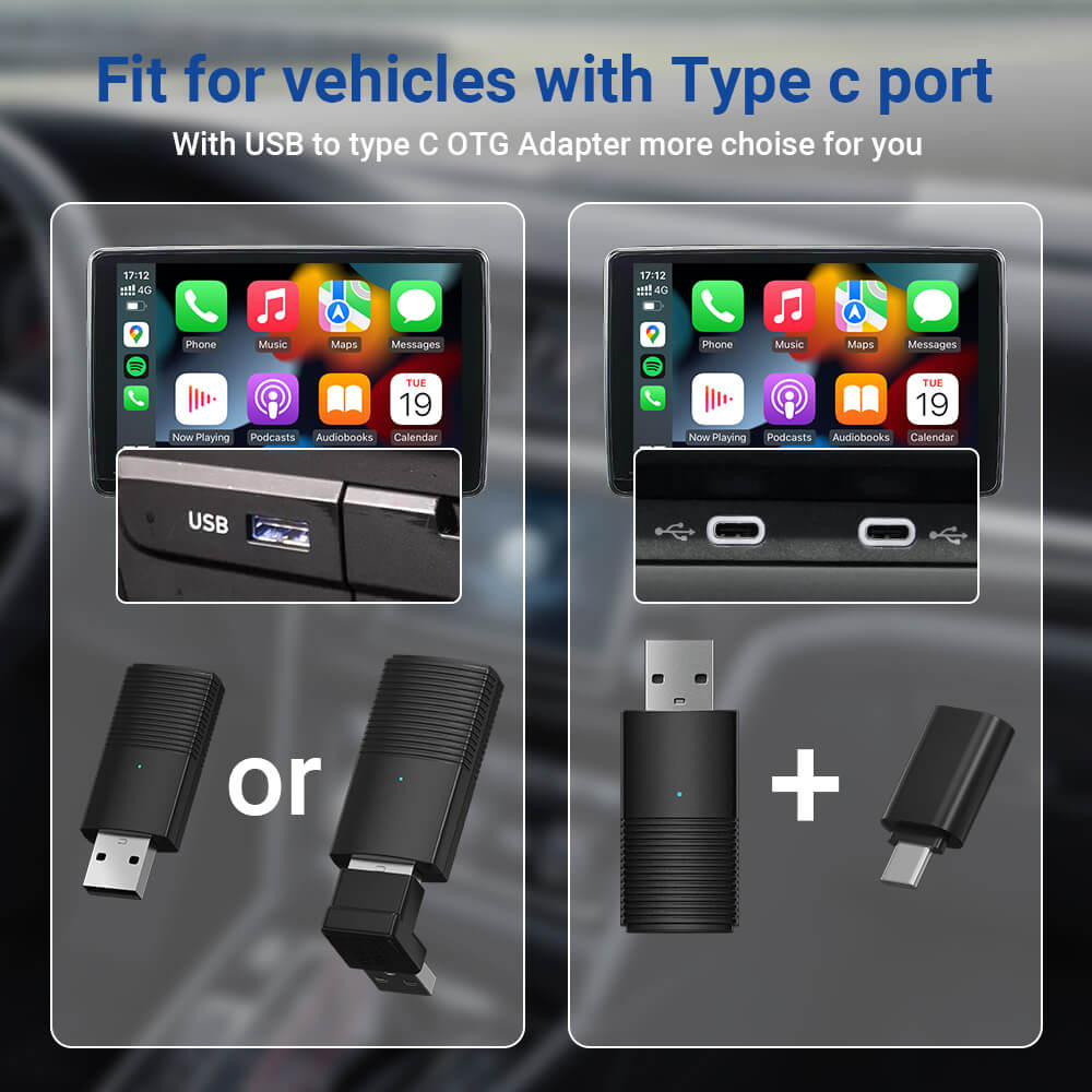 ⚡Upgrades⚡Mini Wireless CarPlay/Android Auto 2-in-1-Adapter