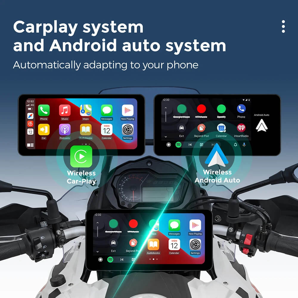 Tela de exposição de Android 12 GPS da motocicleta de CarPlay Lite C5 ultra com câmera de DVR